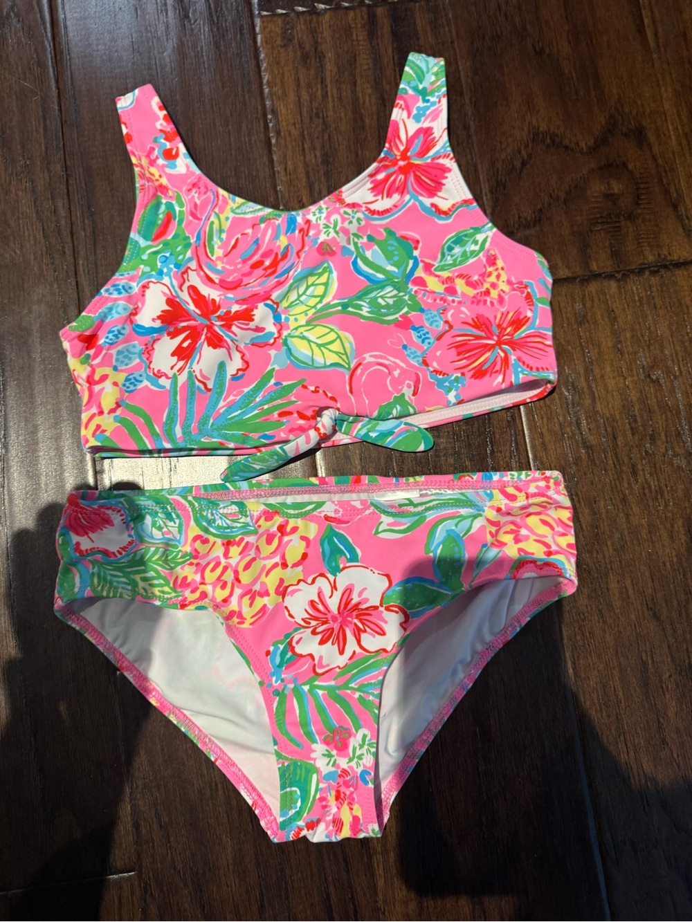 Lilly Pulitzer Pink Tropical Floral Girls Two-Piece Bikini